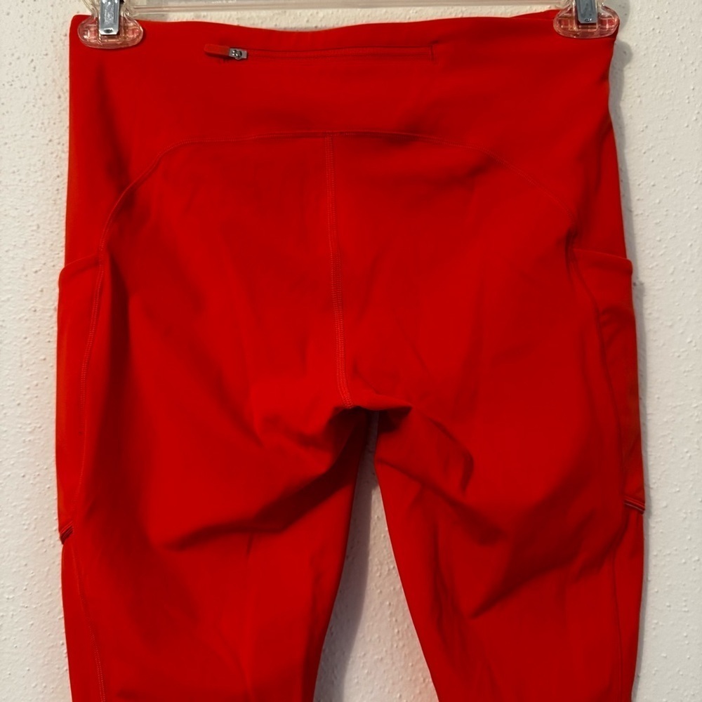 Lululemon Crop With Pockets Orange Women’s Leggings Sz 8 Yoga Pilates Casual - Picture 3 of 11
